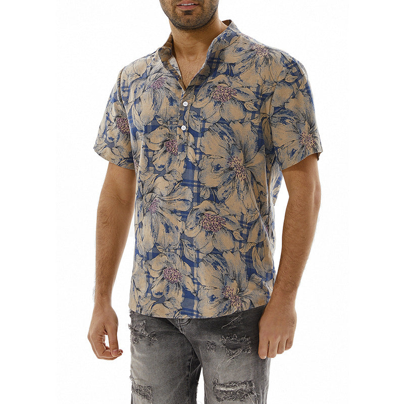 Short-sleeve shirt for men with floral pattern and modern fit Lune London