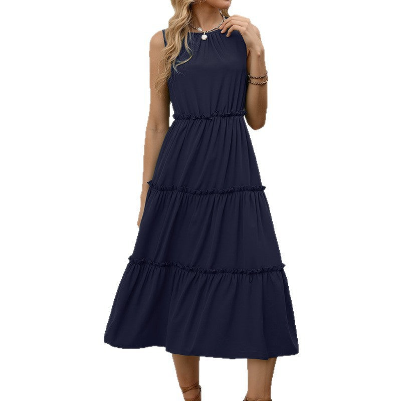 Lune London sleeveless ruffle midi dress for women