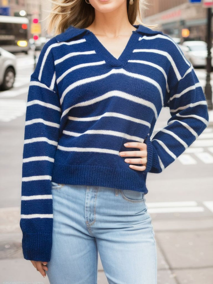 Women striped V-neck sweater Lune London