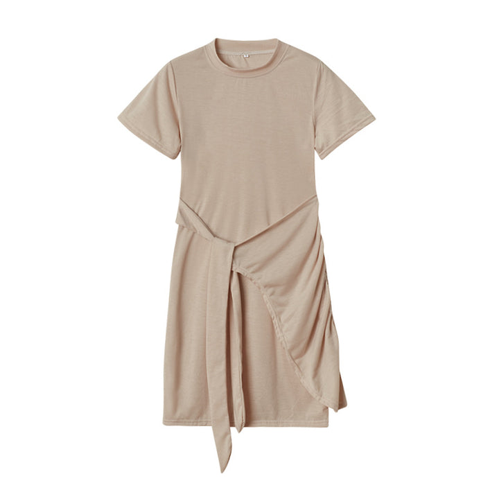 Chic and Stylish Draped Leisure T-Shirt Dress for Women