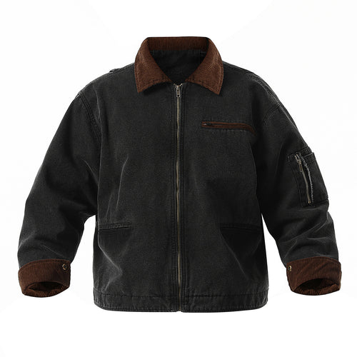 Urban transition jacket for men with structured high collar and numerous practical pockets Lune London