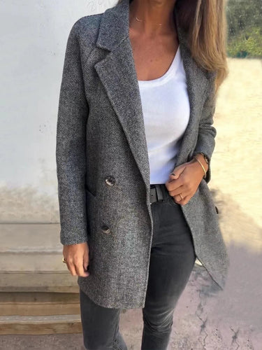 Lune London | Coat - Tailored Fit - Wool Texture - Double Breasted - Classic Lapel