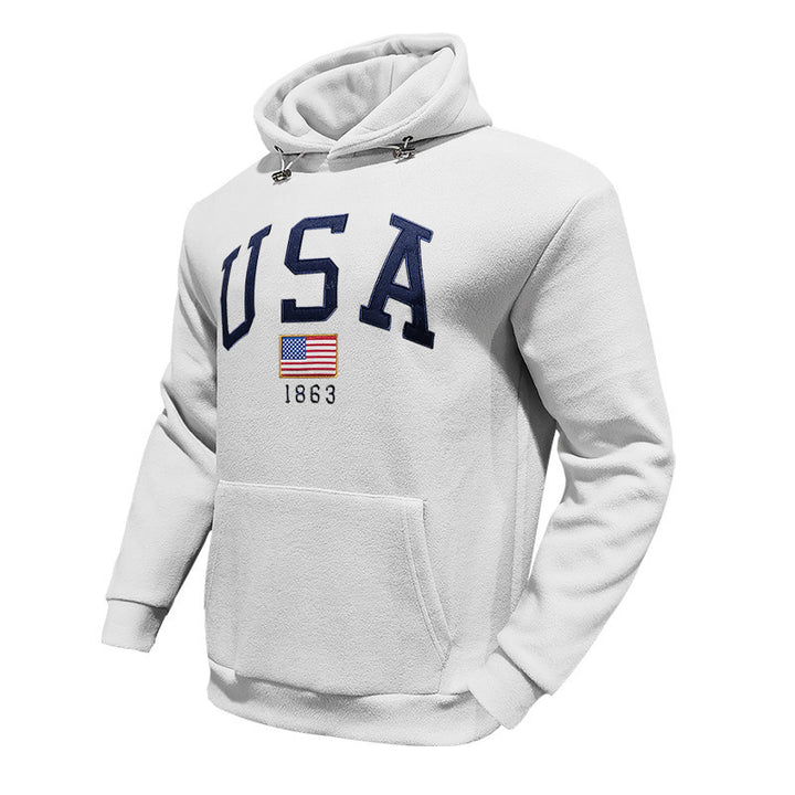 Men's hoodie with USA print and comfortable kangaroo pocket Lune London