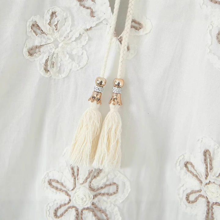 Blouse Élégante Femme Brodée avec Volants Chic & Stil