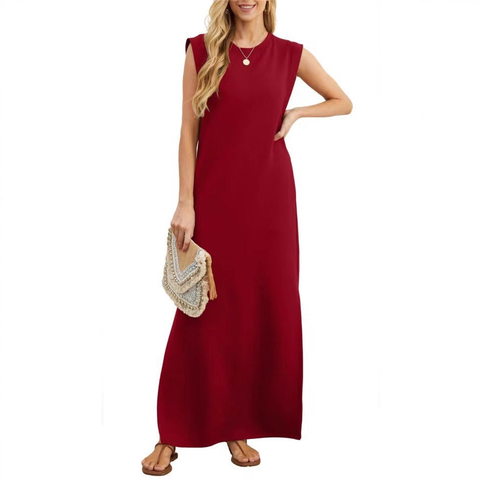 Maxi dress for women with modern shoulder details and a fluid cut Lune London