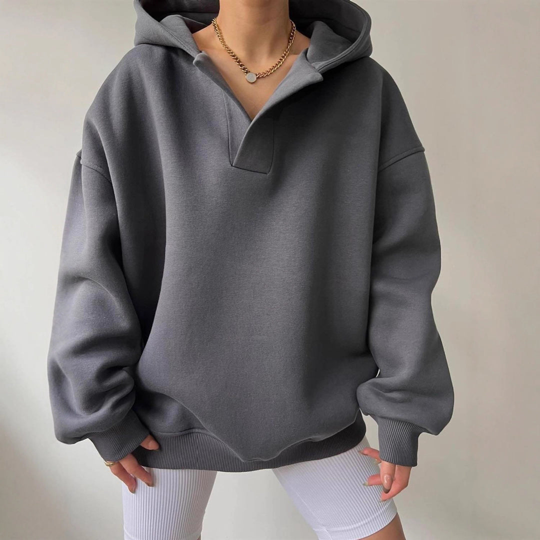 Ladies oversized hoodie with trendy collar Lune London
