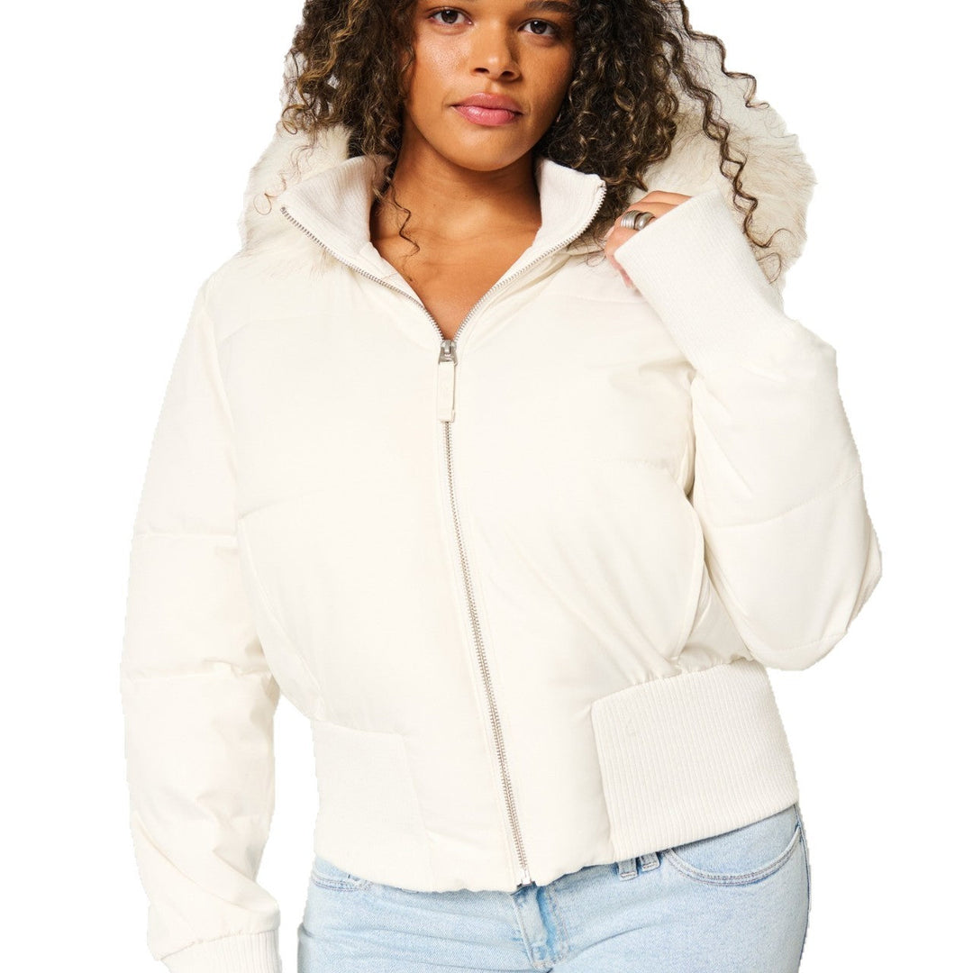 Women Quilted Winter Jacket with Removable Hood and Elastic Cuffs Chic Und Stil