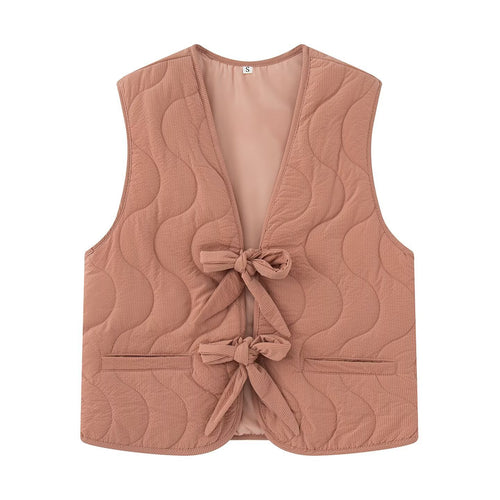 Women's quilted gilet with practical tie belt Lune London