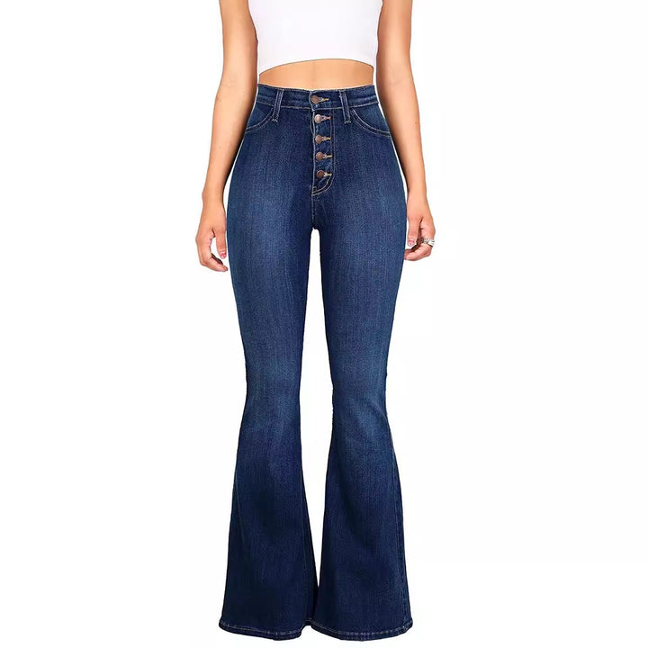 High waist bootcut jeans for women with vintage effects Lune London