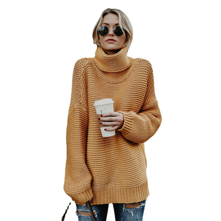 Thick knit sweater for women with a high collar and casual oversized fit Lune London