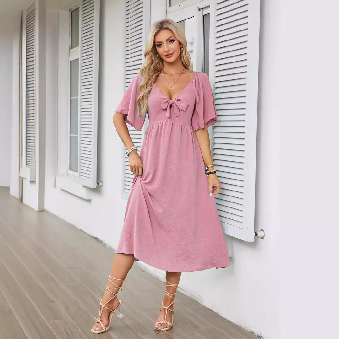Airy maxi dress for women with a nostalgic knot design Lune London