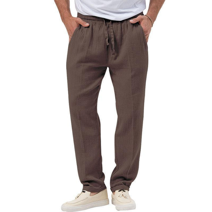 Casual linen pants for men with elastic waistband and practical side pockets Lune London