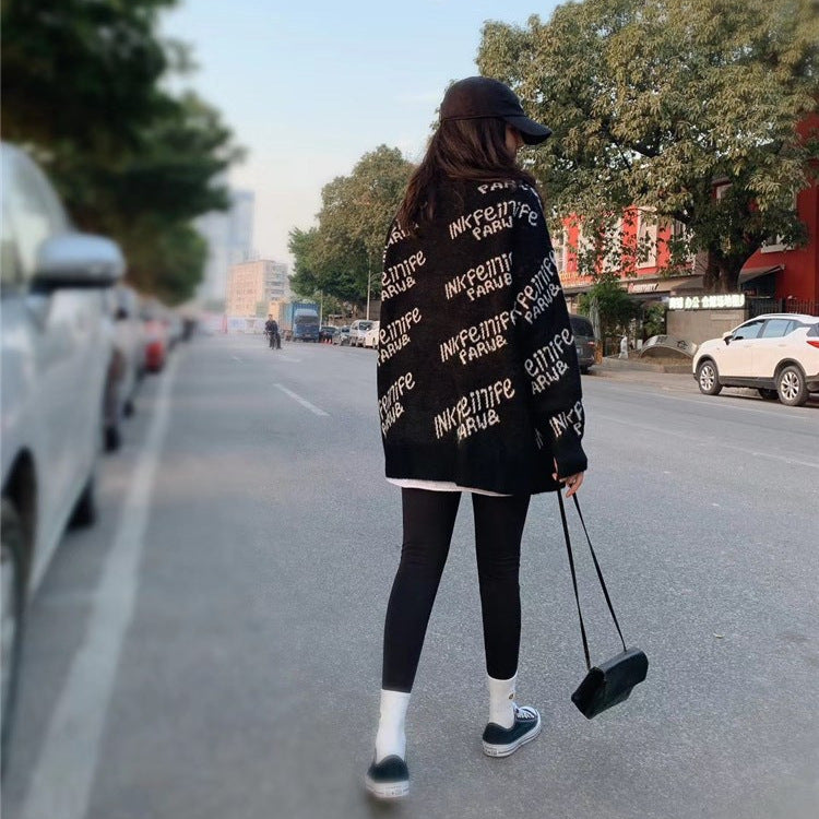 Ladies cozy knitted cardigan with unique logo design Lune London
