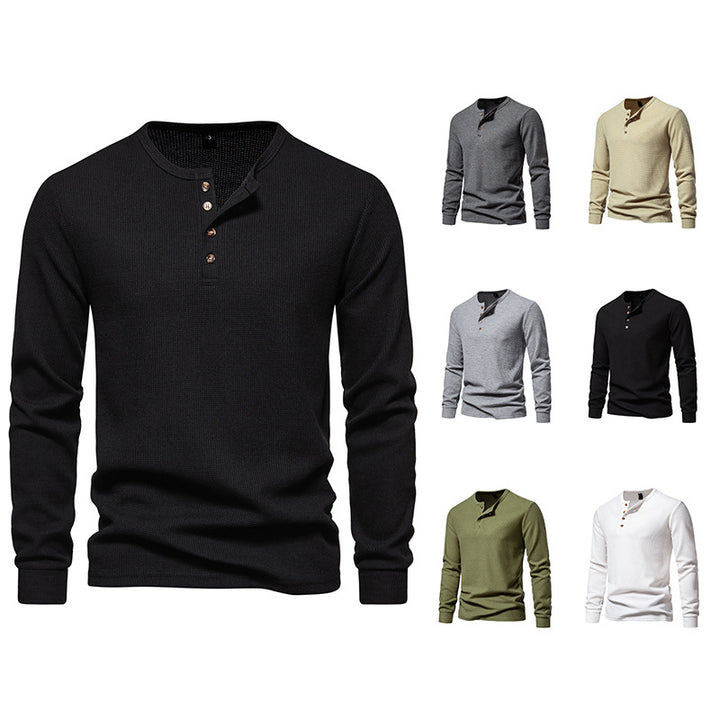 Long sleeve men's T-shirt with button placket and textured design Lune London