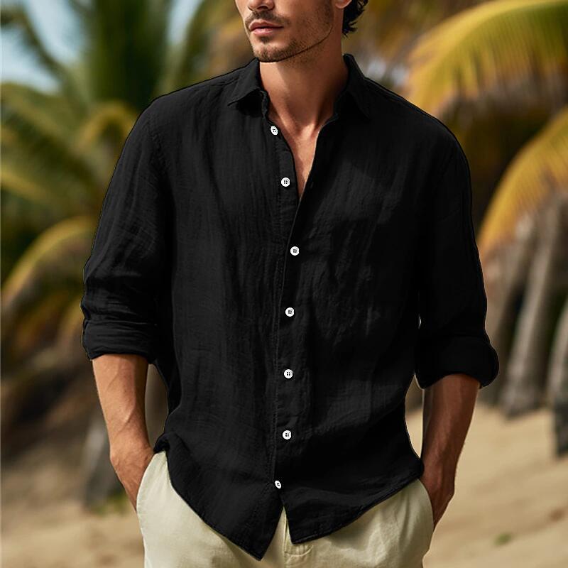 Men's Linen Shirt with Airy Fit and Elegant Button Placket Chic und Stil