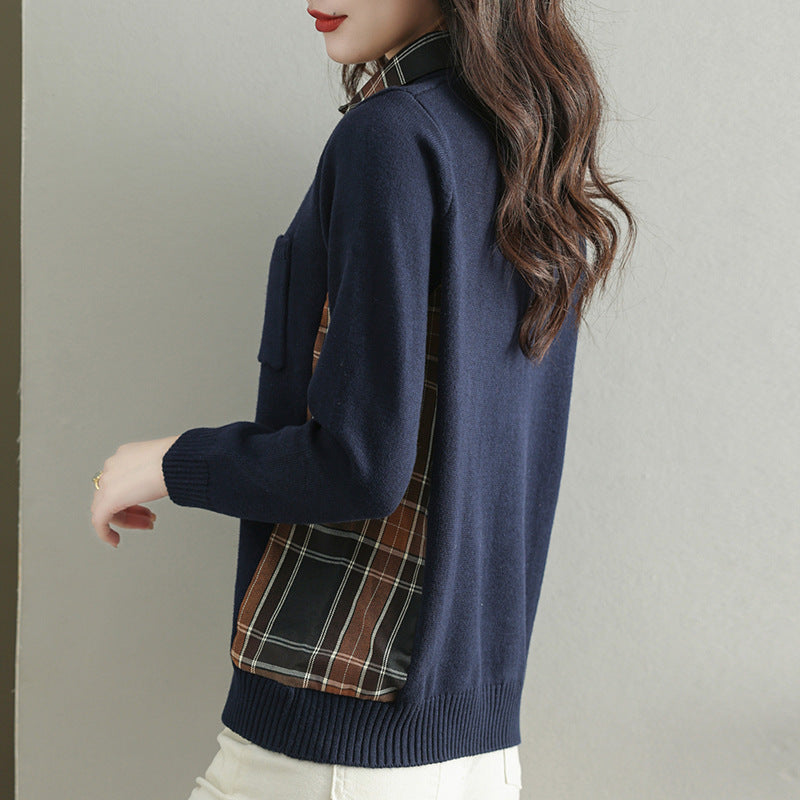 Knit jacket for women with V-neck and practical chest pocket Lune London
