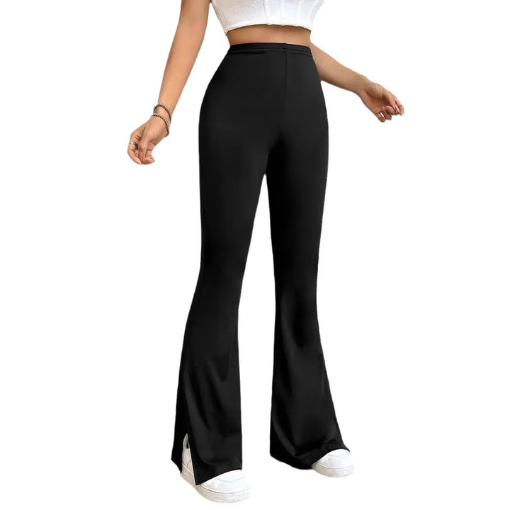 Women Elegant Bootcut Pants with Chic Side Slits and Style