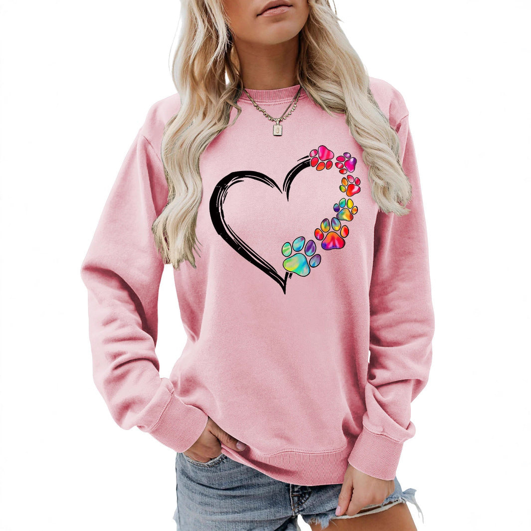 Sweatshirt pour femmes avec design créatif de cœur en forme de patte Chic & Stil