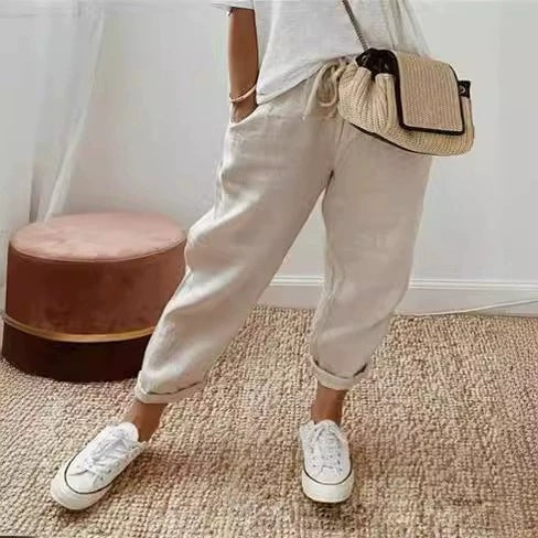 Casual and comfortable chino pants for women with elastic waistband Lune London
