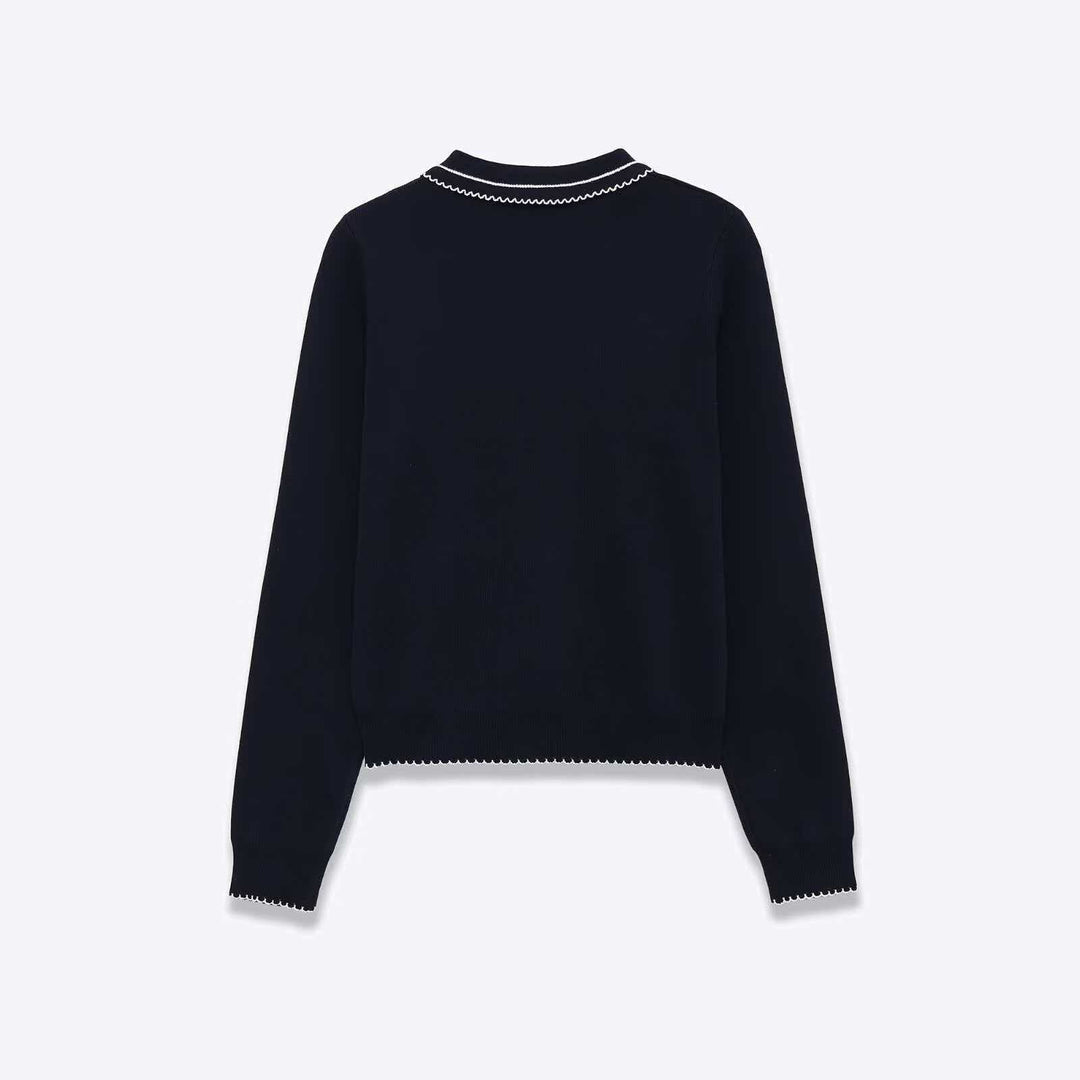 Pull en tricot pour femmes avec col polo et patte de boutonnage Chic & Stil