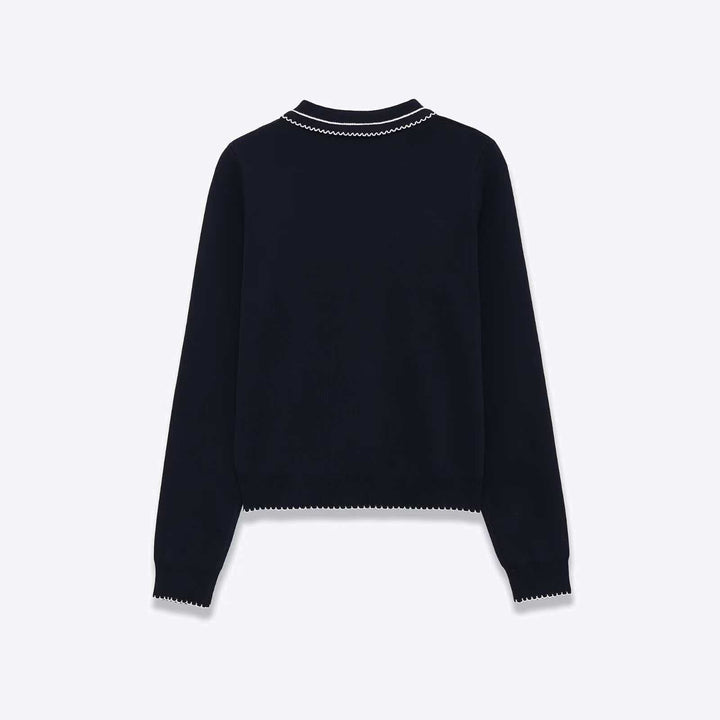Pull en tricot pour femmes avec col polo et patte de boutonnage Chic & Stil