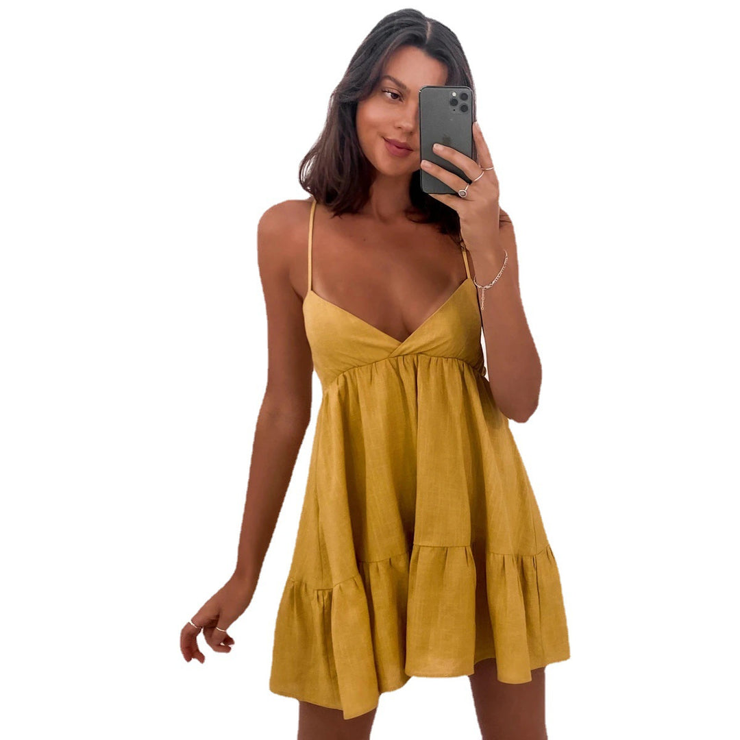 Women's Airy Summer Dress with Ruffle and Straps Lune London