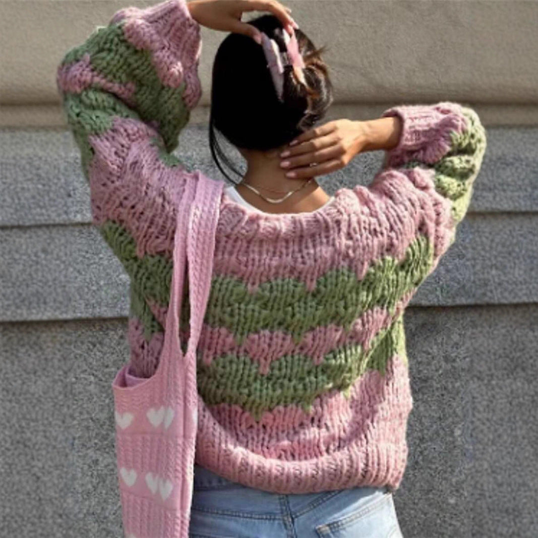 Lune London thick knit cardigan with zigzag pattern
