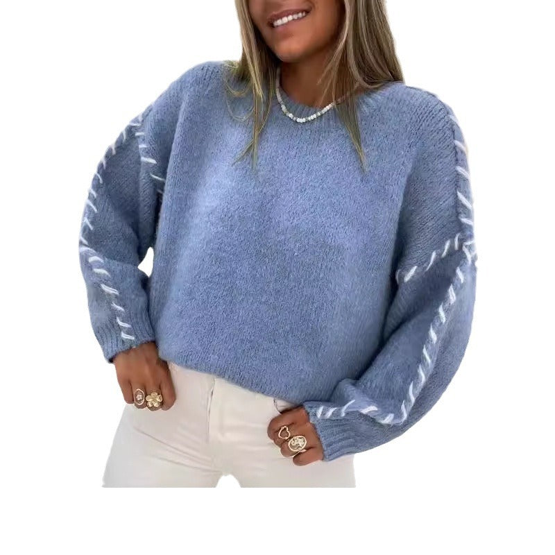 Pull en tricot pour femmes avec détails de couture décoratifs Chic & Stil
