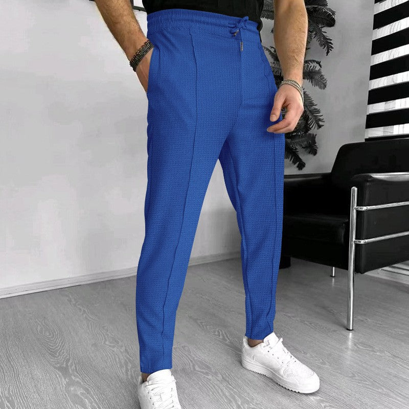Luxury men's pants with elastic drawstring and textured design Lune London