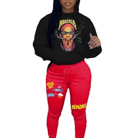 Trendy top and joggers set for women with creative graphics Lune London