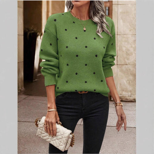 Knit patterned sweater for women with crew neck and relaxed fit Lune London