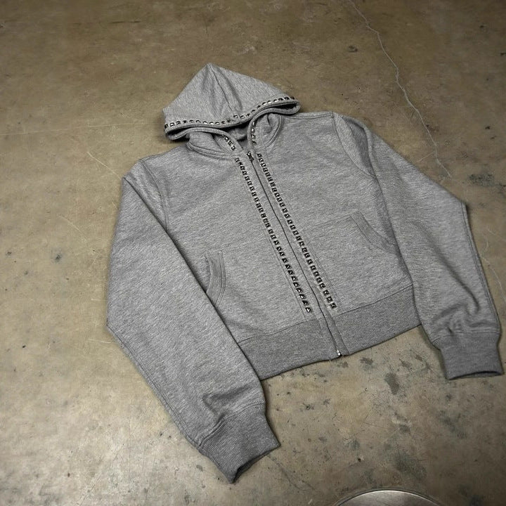 Lady hoodie with decorative studs and straight cut Lune London