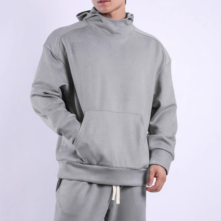 Men's casual hooded sweatshirt with high collar and practical kangaroo pocket Lune London