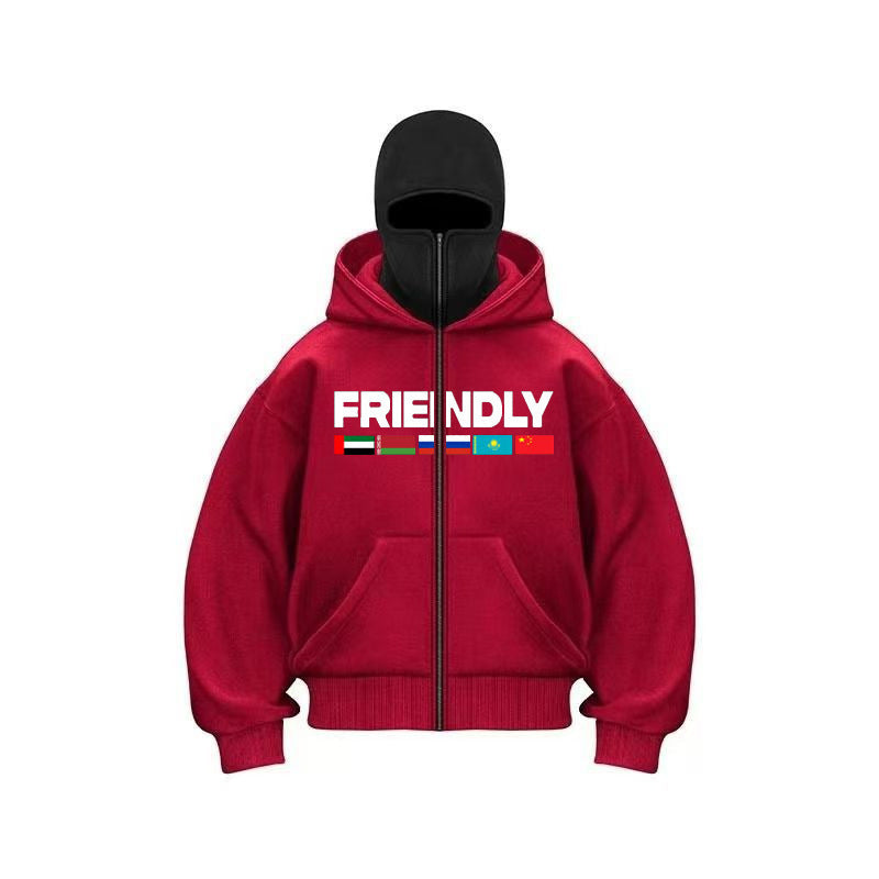 Hooded jacket for women with fixed zipper and striking graphic print Lune London