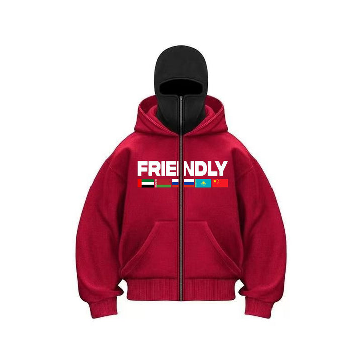 Hooded jacket for women with fixed zipper and striking graphic print Lune London