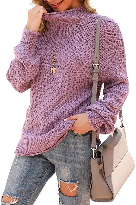 Women's sweater with high collar and structured knit pattern Lune London