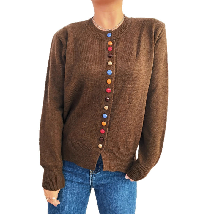 Cardigan pour femmes avec détail de bouton coloré Chic & Stil