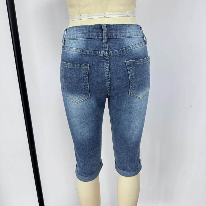 Women’s Stylish Destroyed Denim Shorts with High Waist and Torn Details Lune London