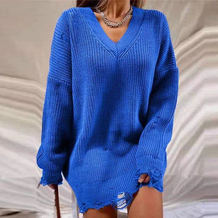 Lune London Women's Casual V Neck Knitted Sweater