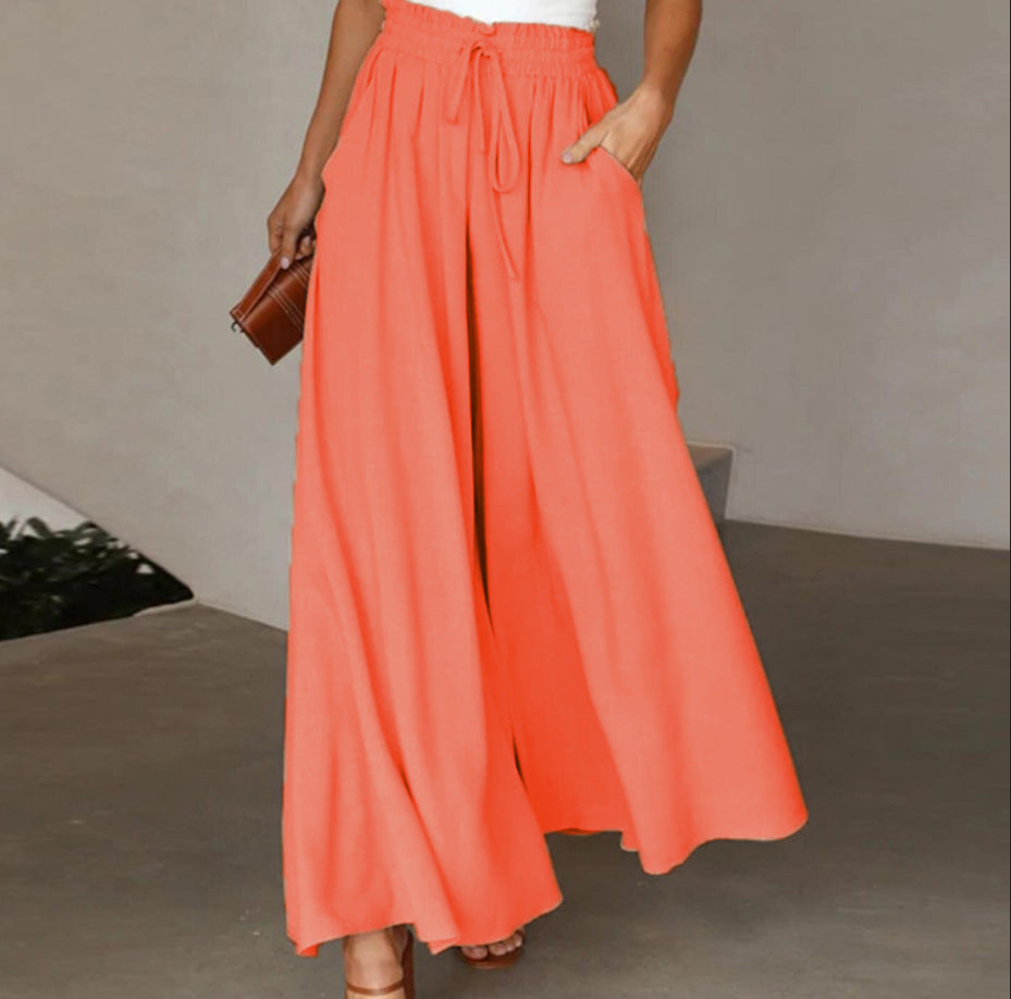Elegant and airy wide pants for ladies with elastic and pockets Lune London