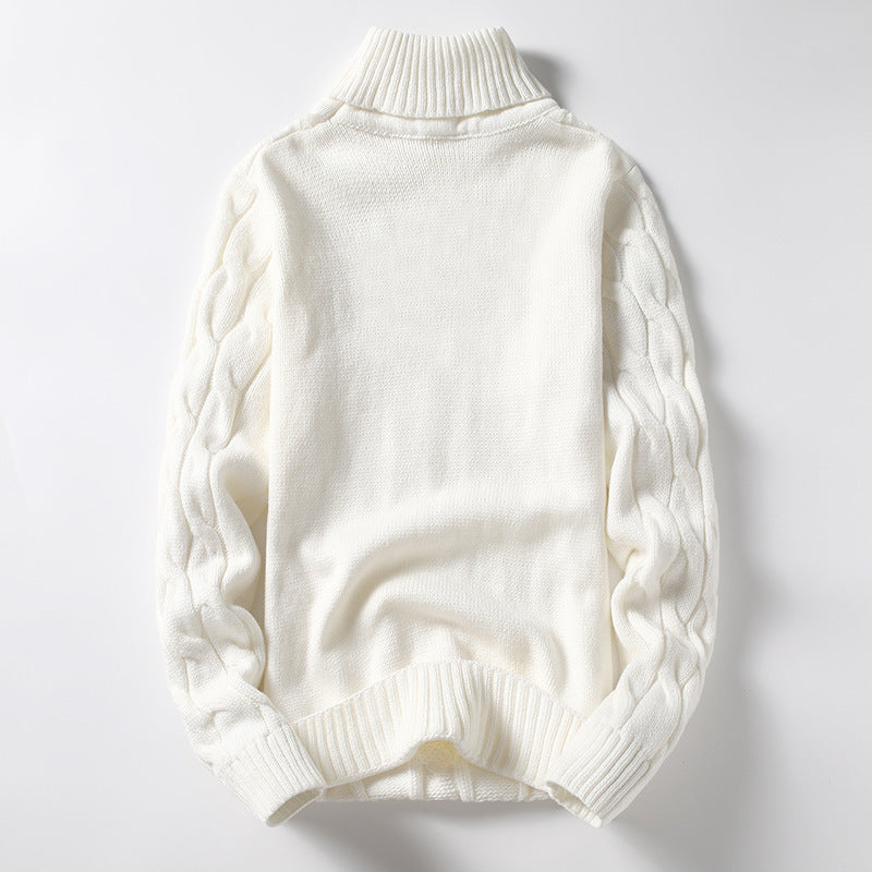 Men's Knit Sweater with Turtleneck and Cable Pattern Lune London
