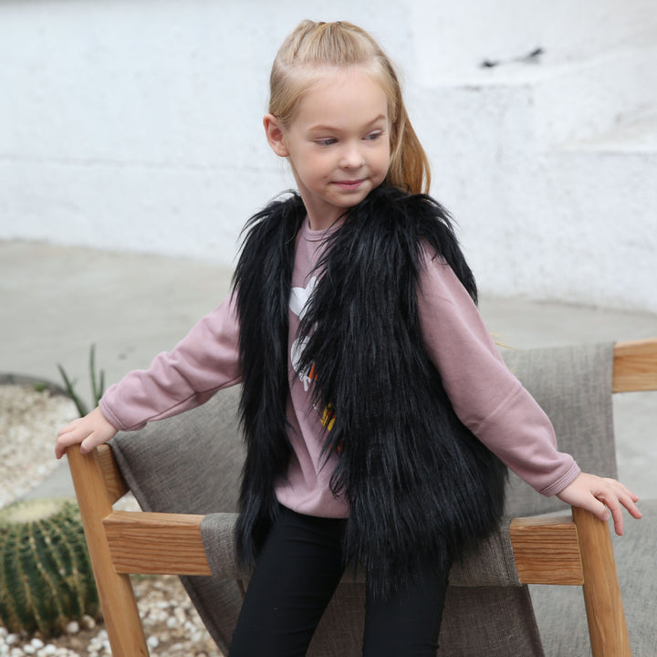 Ladies Faux Fur Soft Gilet with Stand-up Collar Lune London