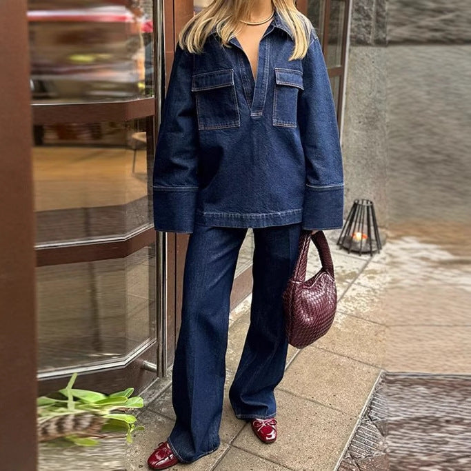 High-waisted denim pants for women with structured cut Lune London