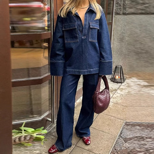 High-waisted denim pants for women with structured cut Lune London