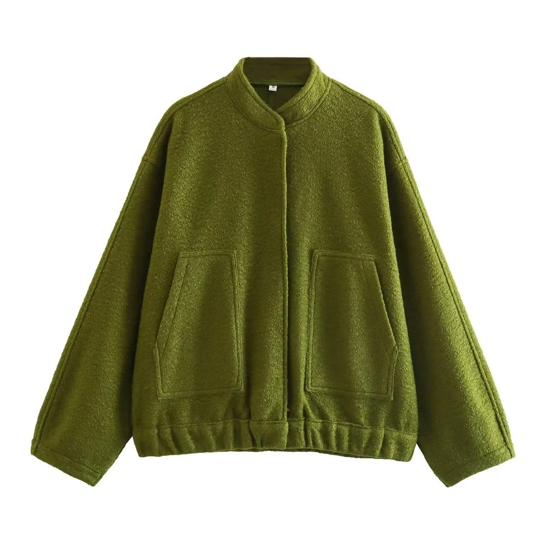 Casual transition jacket for women with high collar and large pockets Lune London