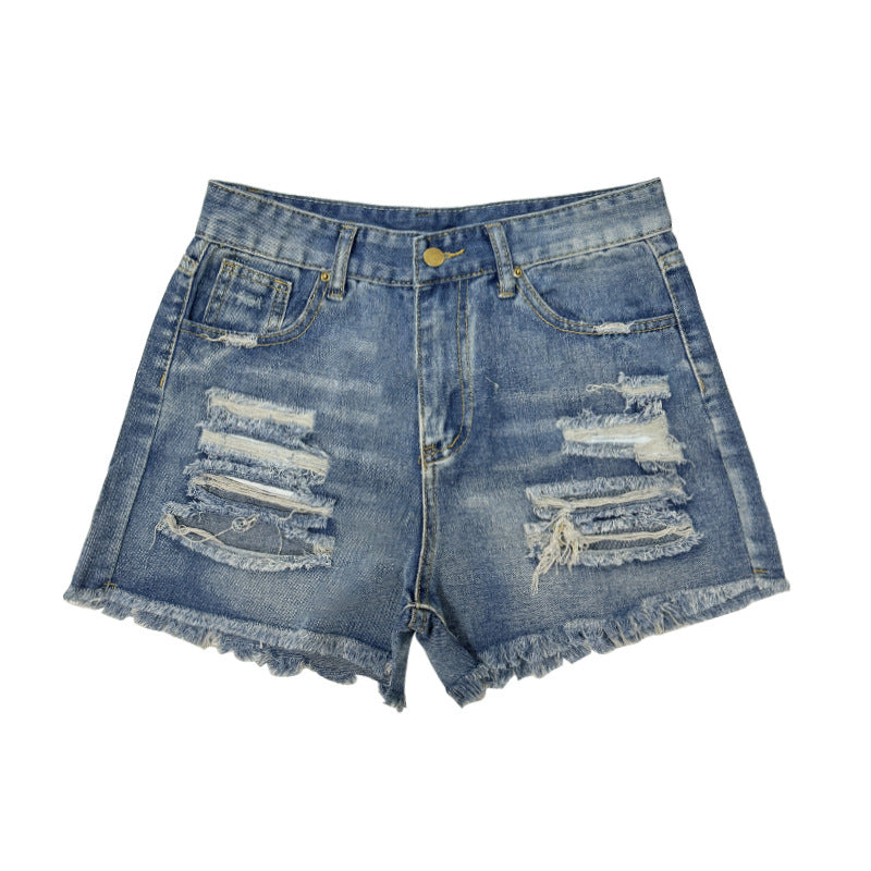 Women Destroyed Denim Shorts Lune London