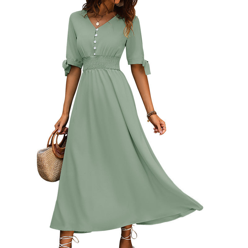 Maxi button dress for women with adjustable waist Lune London