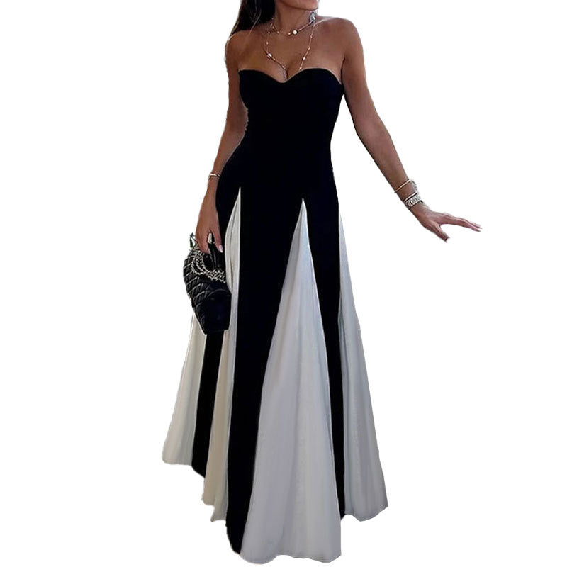 Robe de soirée élégante pour femmes avec encolure en cœur et inserts verticaux Chic & Stil