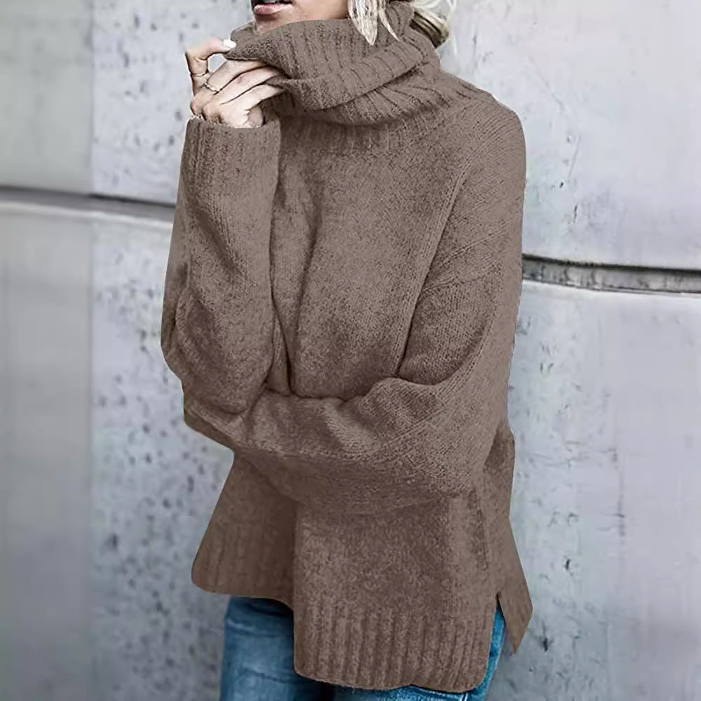 Chunky knit sweater for women with high collar and relaxed fit Lune London