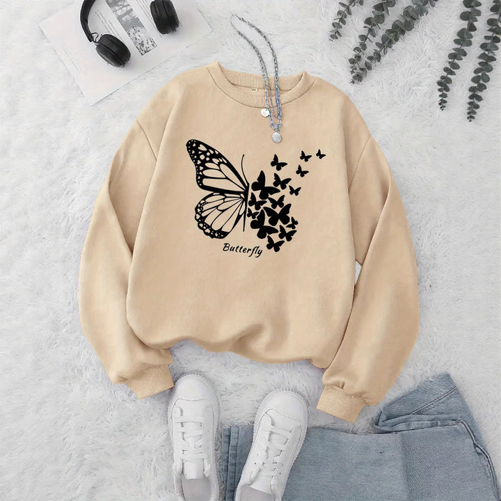 Sweatshirt femme avec motif papillon créatif et coupe décontractée Chic & Stil